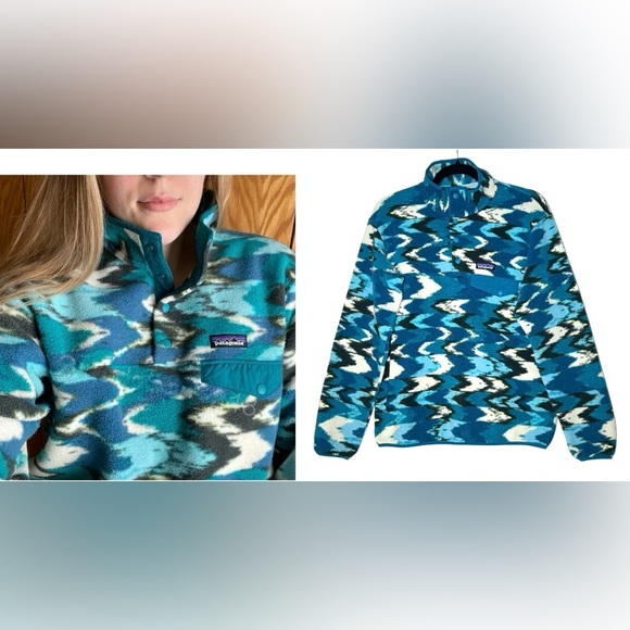 Patagonia Lightweight Synchilla® Snap-T® Pullover, in Blues, White & Black, S - Picture 1 of 12